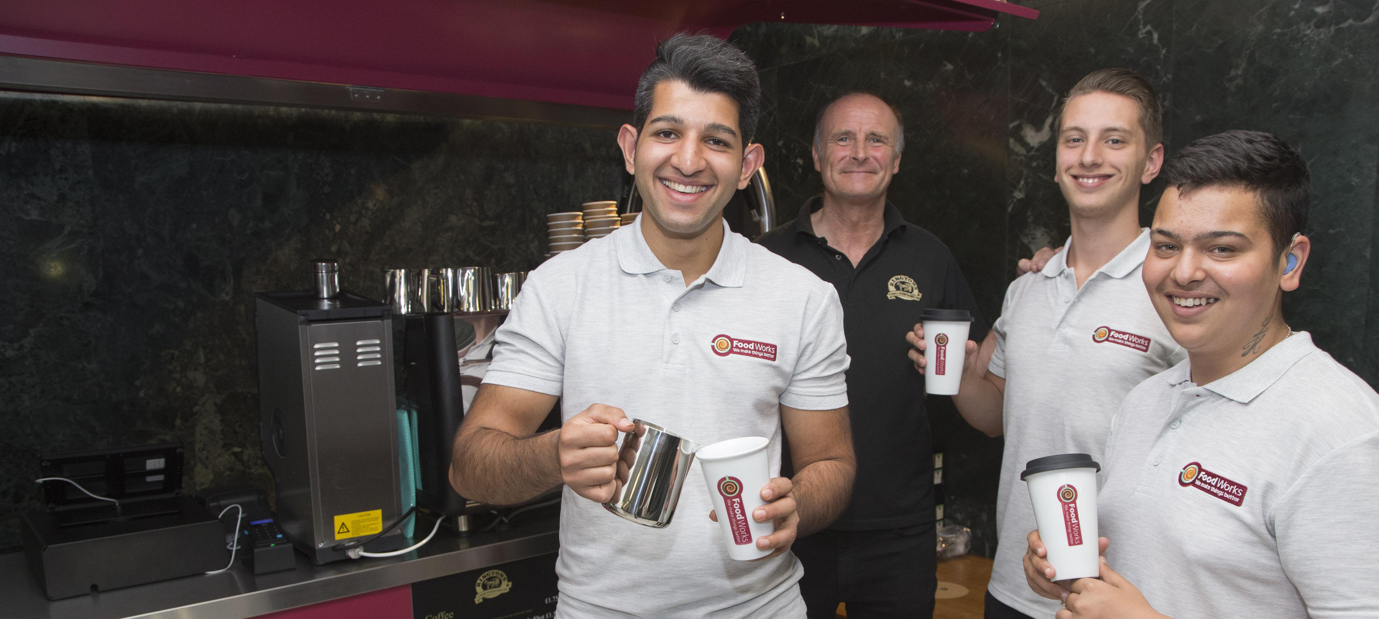 FoodWorks staff and coffee cart